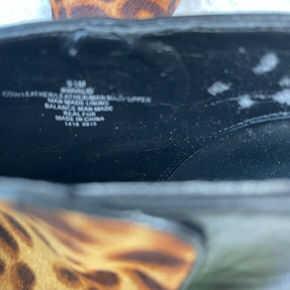 Nine West leather calf hair leopard print &black ankle slip on boots SZ9.5M - Picture 10 of 11